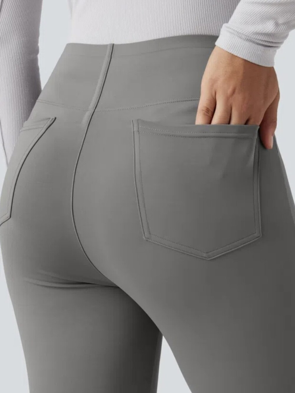 Halara High Waisted Tummy Control Bootcut Work Pants Grey Size Large NWT - Picture 4 of 13